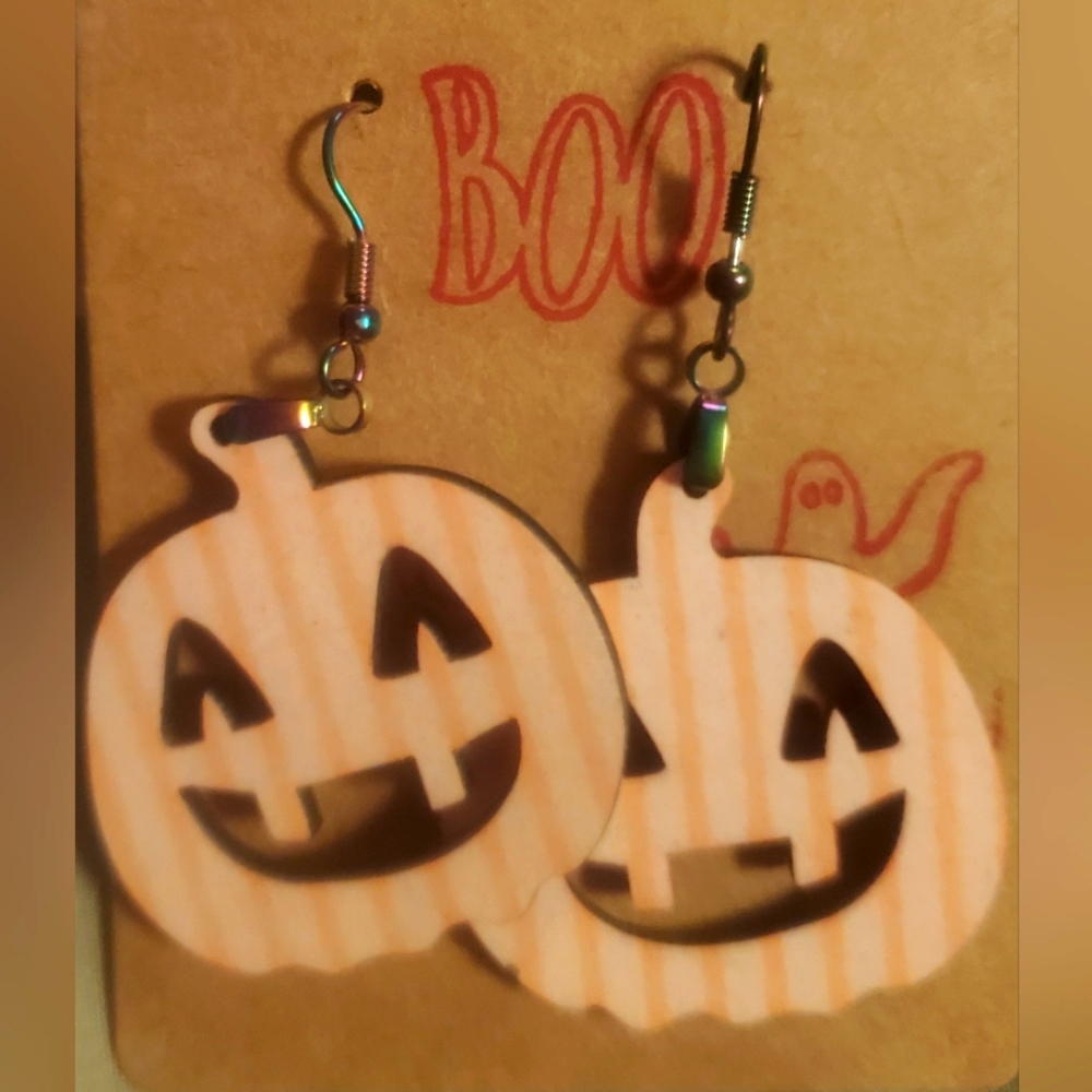 Pumpkin Stripped Earring